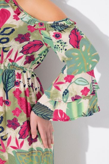 Ulla Popken 842471 Kleid in A-Linie mit 3/4-Ärmeln Champagner - Kleider - Kleider für jede Größe
