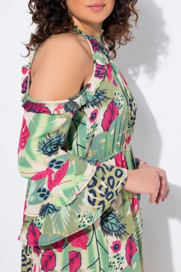 Ulla Popken 842471 Kleid in A-Linie mit 3/4-Ärmeln Champagner - Kleider - Kleider für jede Größe