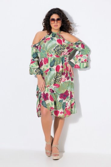 Ulla Popken 842471 Kleid in A-Linie mit 3/4-Ärmeln Champagner - Kleider - Kleider für jede Größe