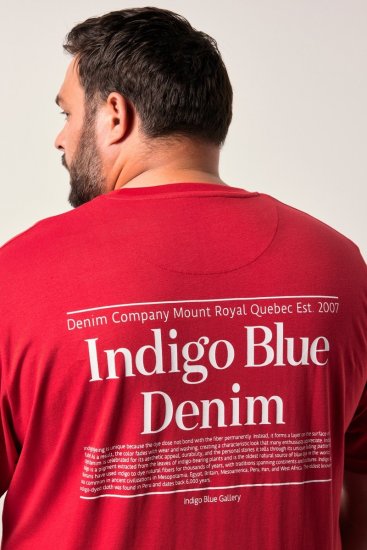 Men+ 500 T-Shirt Indigo Blue Denim Dunkelrot - Herren-T-Shirts - Herren-T-Shirts in großen Größen