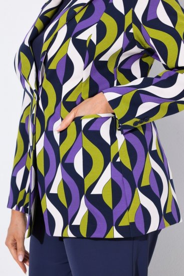 Ulla Popken 842680 Gemusterter Jerseyblazer aus Punto di Roma Dunkelblau - Blazer - Blazer für Frauen in Großgrößen