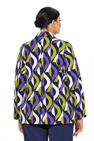 Ulla Popken 842680 Gemusterter Jerseyblazer aus Punto di Roma Dunkelblau - Blazer - Blazer für Frauen in Großgrößen