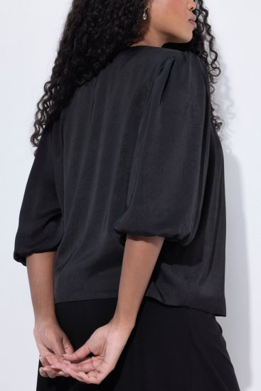 Ulla Popken 842712 Kurzer Blazer zum Binden mit Volantärmeln Schwarz - Blazer - Blazer für Frauen in Großgrößen