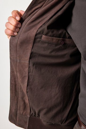 JP1880 Jacket Buffed Nubuck Lamb Leather Brown - Herren jacken - Herren Jacken in großen Größen