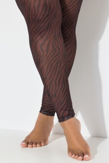 Ulla Popken 842879 Strumpfleggings mit Animal-Print Dunkelbraun - Strumpfhosen & Socken - 