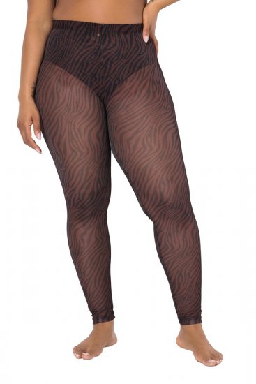 Ulla Popken 842879 Strumpfleggings mit Animal-Print Dunkelbraun - Strumpfhosen & Socken - 