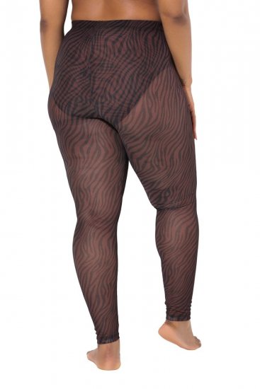 Ulla Popken 842879 Strumpfleggings mit Animal-Print Dunkelbraun - Strumpfhosen & Socken - 