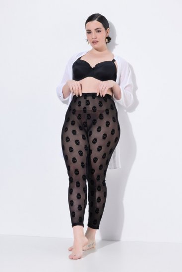 Ulla Popken 842886 Gemusterte Strumpfleggings Schwarz - Strumpfhosen & Socken - 