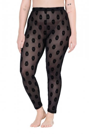 Ulla Popken 842886 Gemusterte Strumpfleggings Schwarz - Strumpfhosen & Socken - 