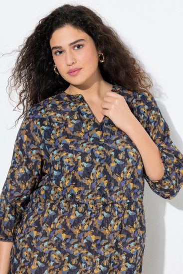 Ulla Popken 842936 Gestreiftes Kleid mit 3/4-Ärmeln Dunkelblau - Abendkleider - Abendkleider für Damen in großen Größen