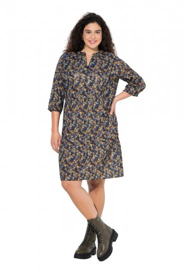 Ulla Popken 842936 Gestreiftes Kleid mit 3/4-Ärmeln Dunkelblau - Abendkleider - Abendkleider für Damen in großen Größen