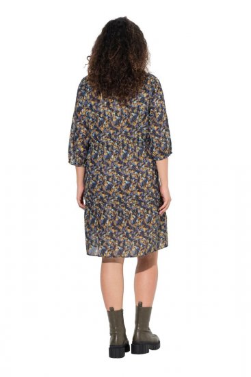 Ulla Popken 842936 Gestreiftes Kleid mit 3/4-Ärmeln Dunkelblau - Abendkleider - Abendkleider für Damen in großen Größen