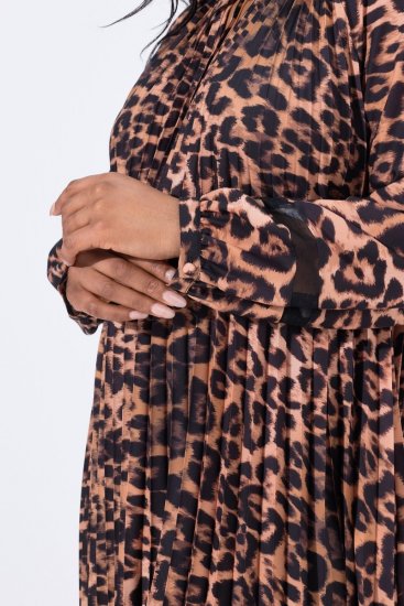 Ulla Popken 842979 Kleid mit Animal-Print Braun - Midikleider - Midikleider in großen Größen