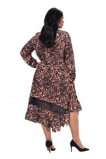 Ulla Popken 842979 Kleid mit Animal-Print Braun - Midikleider - Midikleider in großen Größen