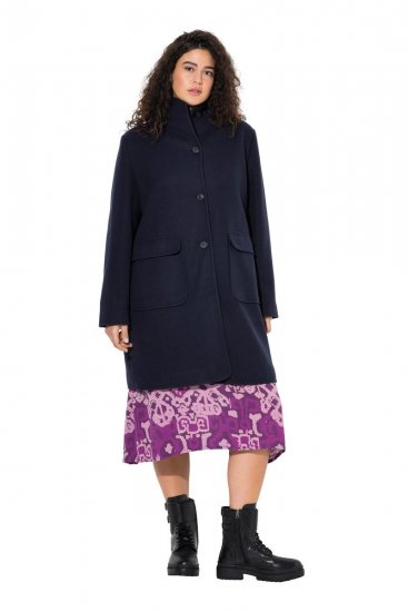Ulla Popken 843058 Wollmantel Dunkelblau - Mäntel - Große Größen: Mäntel für Damen