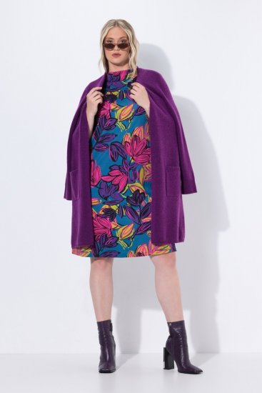 Ulla Popken 843180 Geblümtes Jerseykleid Petrol - Kleider - Kleider für jede Größe