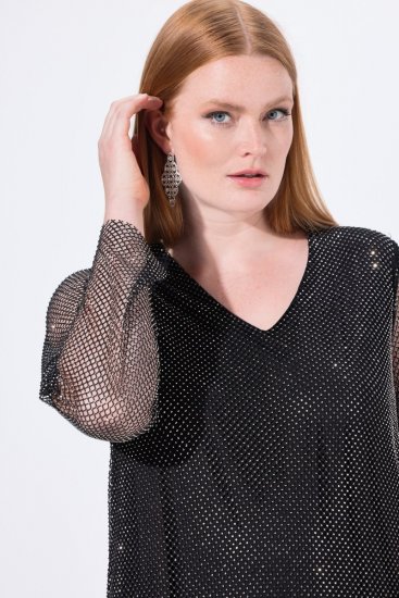 Ulla Popken 843232 Paillettenkleid Grau - Abendkleider - Abendkleider für Damen in großen Größen