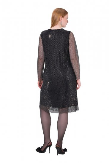 Ulla Popken 843232 Paillettenkleid Grau - Abendkleider - Abendkleider für Damen in großen Größen