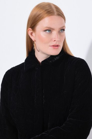 Ulla Popken 843244 Samtjacke Schwarz - Jacken - Große Jacken für Damen