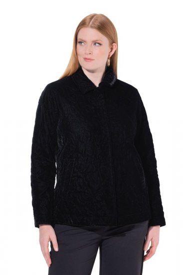 Ulla Popken 843244 Samtjacke Schwarz - Jacken - Große Jacken für Damen