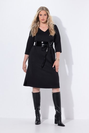 Ulla Popken 843326 Sweatkleid mit 3/4-Ärmeln Schwarz - Sweatkleider - 