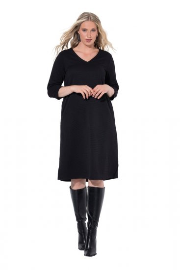 Ulla Popken 843326 Sweatkleid mit 3/4-Ärmeln Schwarz - Sweatkleider - 