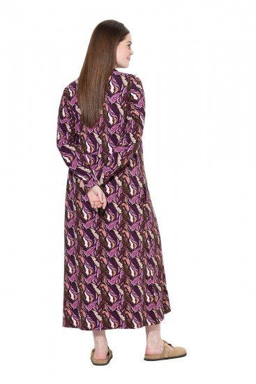 Ulla Popken 843358 Gemustertes Sweatkleid Pflaume - Sweatkleider - 