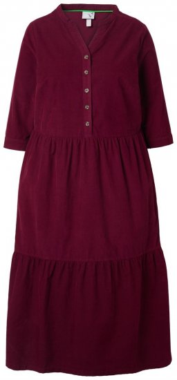 Ulla Popken 843383 Cordkleid mit 3/4-Ärmeln Weinrot - Maxikleider - Große Größen: Lange Maxikleider