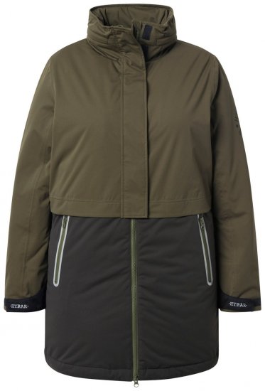 Ulla Popken 843480 Zweifarbiger HYPRAR Funktionsmantel mit Kapuze Oliv - Mäntel - Große Größen: Mäntel für Damen