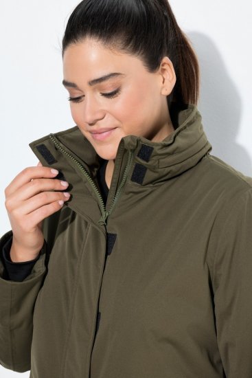 Ulla Popken 843480 Zweifarbiger HYPRAR Funktionsmantel mit Kapuze Oliv - Mäntel - Große Größen: Mäntel für Damen