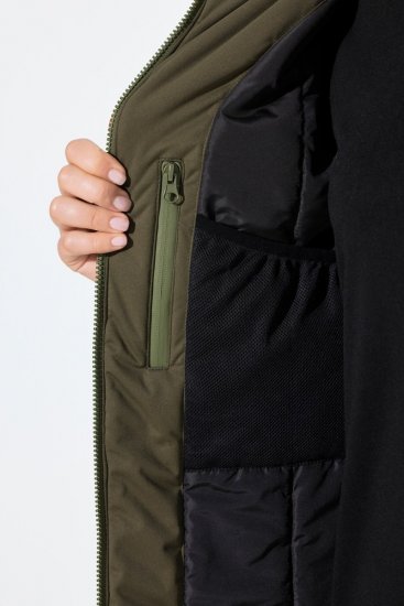 Ulla Popken 843480 Zweifarbiger HYPRAR Funktionsmantel mit Kapuze Oliv - Mäntel - Große Größen: Mäntel für Damen