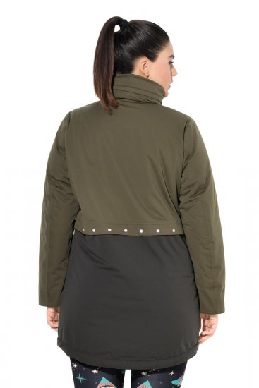 Ulla Popken 843480 Zweifarbiger HYPRAR Funktionsmantel mit Kapuze Oliv - Mäntel - Große Größen: Mäntel für Damen