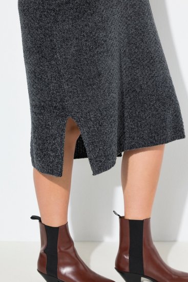 Ulla Popken 843592 Langärmliges Kleid Anthrazit - Strickkleider - 