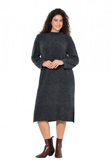 Ulla Popken 843592 Langärmliges Kleid Anthrazit - Strickkleider - 