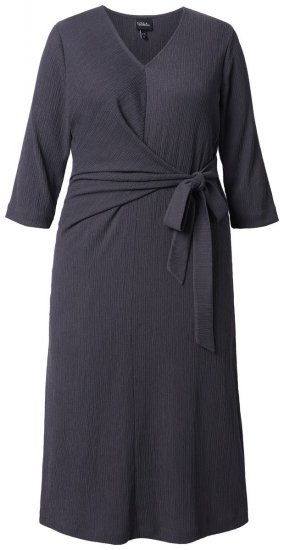 Ulla Popken 843595 Wickelkleid mit 3/4-Ärmeln Grau meliert - Midikleider - Midikleider in großen Größen