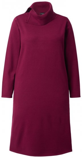 Ulla Popken 843627 Langärmliges Strickkleid mit Rollkragen Weinrot - Midikleider - Midikleider in großen Größen