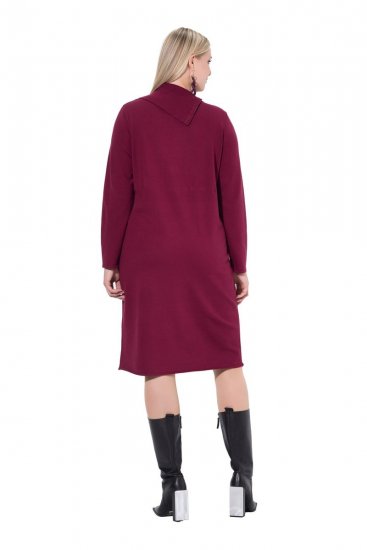 Ulla Popken 843627 Langärmliges Strickkleid mit Rollkragen Weinrot - Midikleider - Midikleider in großen Größen