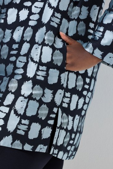 Ulla Popken 843937 Gemusterter Strukturblazer Dunkelblau - Blazer - Blazer für Frauen in Großgrößen