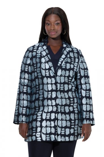 Ulla Popken 843937 Gemusterter Strukturblazer Dunkelblau - Blazer - Blazer für Frauen in Großgrößen