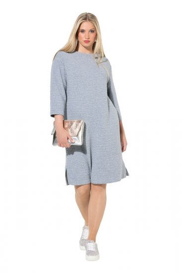 Ulla Popken 843999 Kleid mit 3/4-Ärmeln Grau meliert - Kleider - Kleider für jede Größe