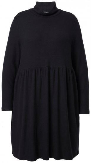 Ulla Popken 844233 Langärmliges Strickkleid Schwarz - Strickkleider - 