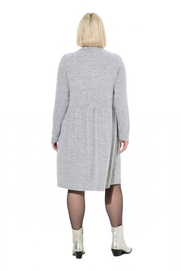 Ulla Popken 844233 Langärmliges Strickkleid mit Rollkragen Grau meliert - Strickkleider - 