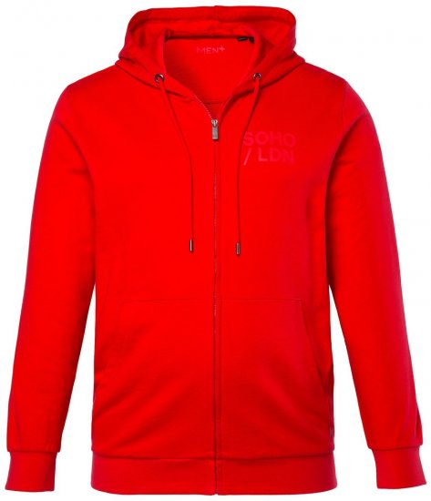 Men+ 305 Kapuzen-Sweatjacke Soho LDN Chilirot - Herren-sweater und -hoodies - Herren-Sweater und -Hoodies in großen Größen