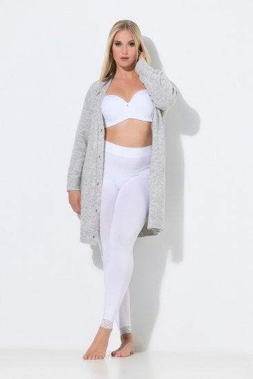 Ulla Popken 844563 Strumpfleggings mit Spitze Weiß - Strumpfhosen & Socken - 