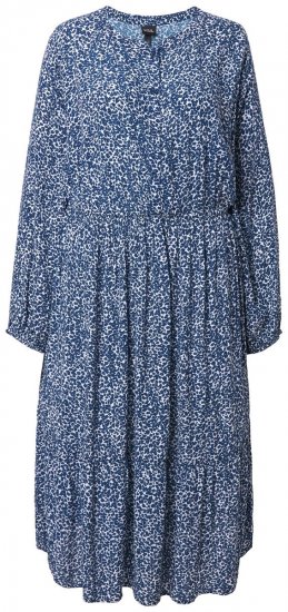 Ulla Popken 844594 Geblümtes Midikleid Dunkelblau - Midikleider - Midikleider in großen Größen