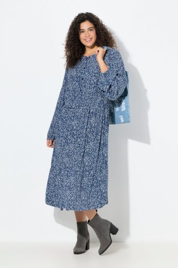 Ulla Popken 844594 Geblümtes Midikleid Dunkelblau - Midikleider - Midikleider in großen Größen