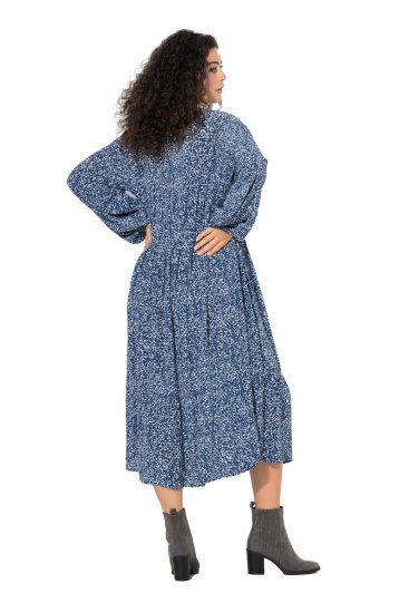 Ulla Popken 844594 Geblümtes Midikleid Dunkelblau - Midikleider - Midikleider in großen Größen