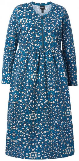 Ulla Popken 844722 Gemustertes Sweatkleid Petrol - Sweatkleider - 