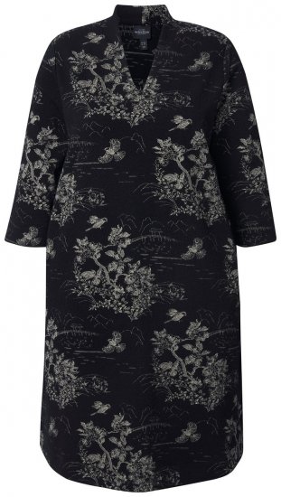 Ulla Popken 844739 Kleid mit 3/4-Ärmeln Schwarz - Midikleider - Midikleider in großen Größen