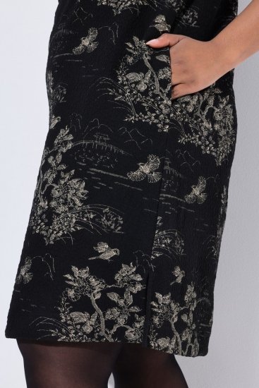 Ulla Popken 844739 Kleid mit 3/4-Ärmeln Schwarz - Midikleider - Midikleider in großen Größen